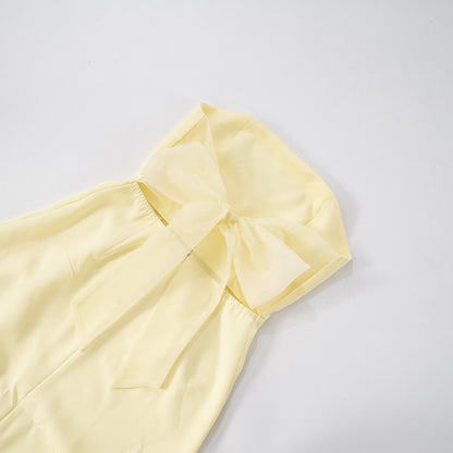 Womens Tube Top Dress with Lace Up Back Ruffle Details | noémi