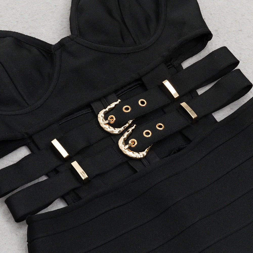 Hollow Stitch Fishtail Bandage Dress With Straps | noémi