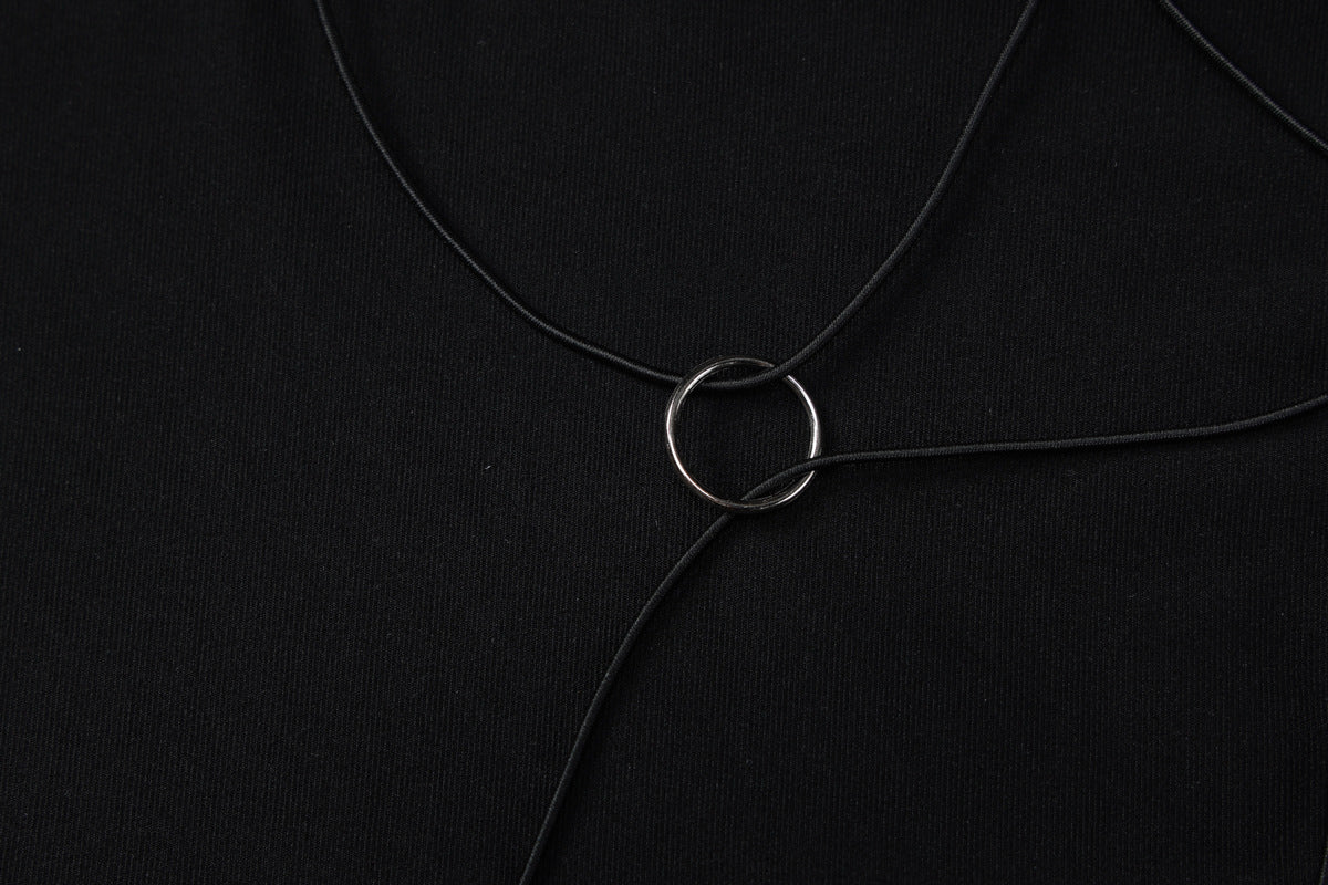 Womens Cutout Mini Dress with Butterfly Metal Detail and Backless Design | noémi