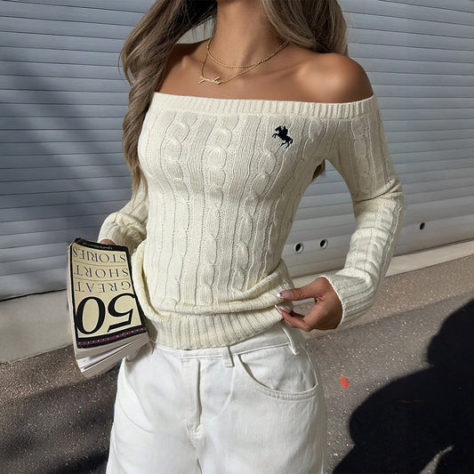 Off Shoulder Woolen Sweater | Womens Knitwear | noémi
