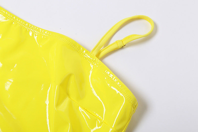 Womens Faux Leather Strapless Sheath Dress | Slim Fit Mini with Adjustable Straps | noémi