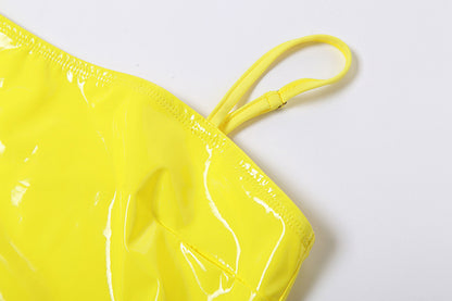 Womens Faux Leather Strapless Sheath Dress | Slim Fit Mini with Adjustable Straps | noémi