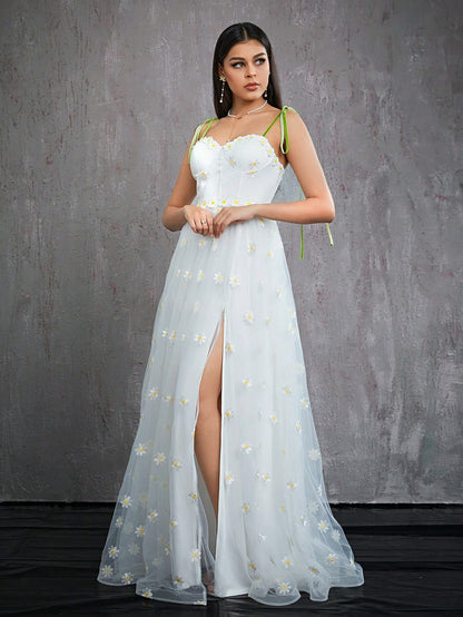 Tube Top Dress | Slim Fit Side Slit Floral Detail | noémi