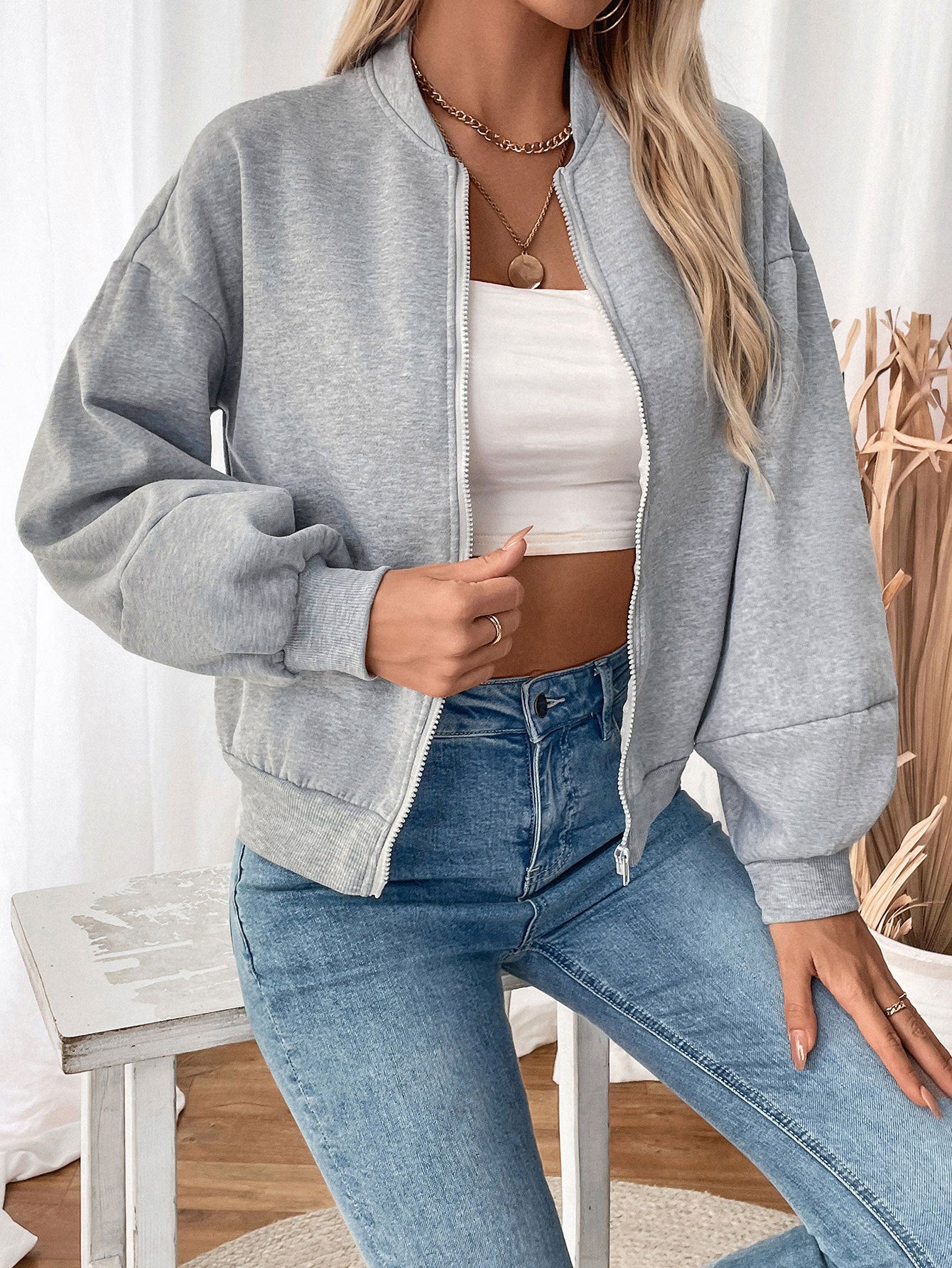 Retro Baseball Collar Jacket | Thickened Zip Up | noémi