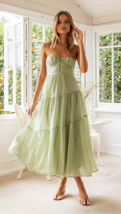 Tiered Midi Sundress | Smocked Bodice, Adjustable Straps | noémi