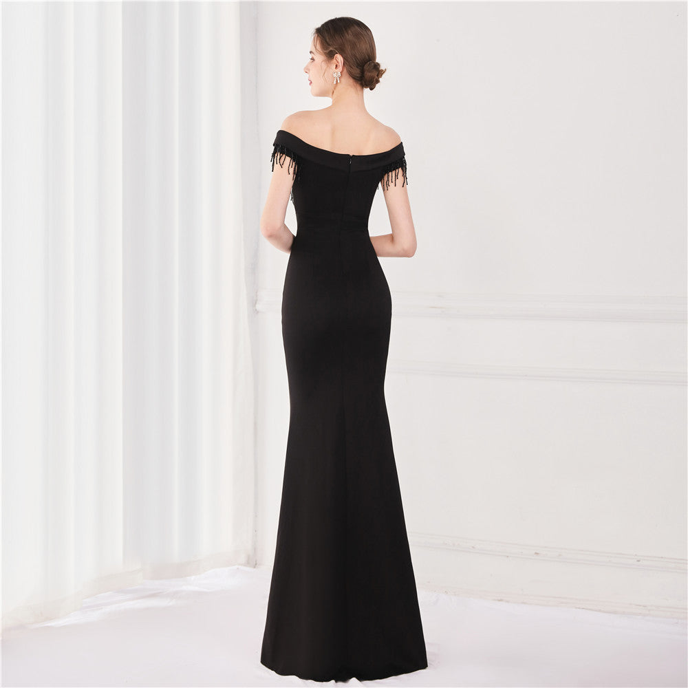 Off Shoulder Beaded Gown | Formal Long Dress | noémi