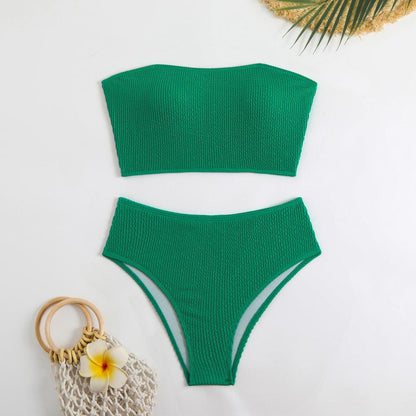 Women’s Textured Tube Top Bikini Set | Strapless HighWaist Swimsuit | noémi