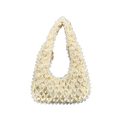 Rhinestone Pearl Evening Clutch – Sparkling Acrylic Hard Shell, Silver | noémi
