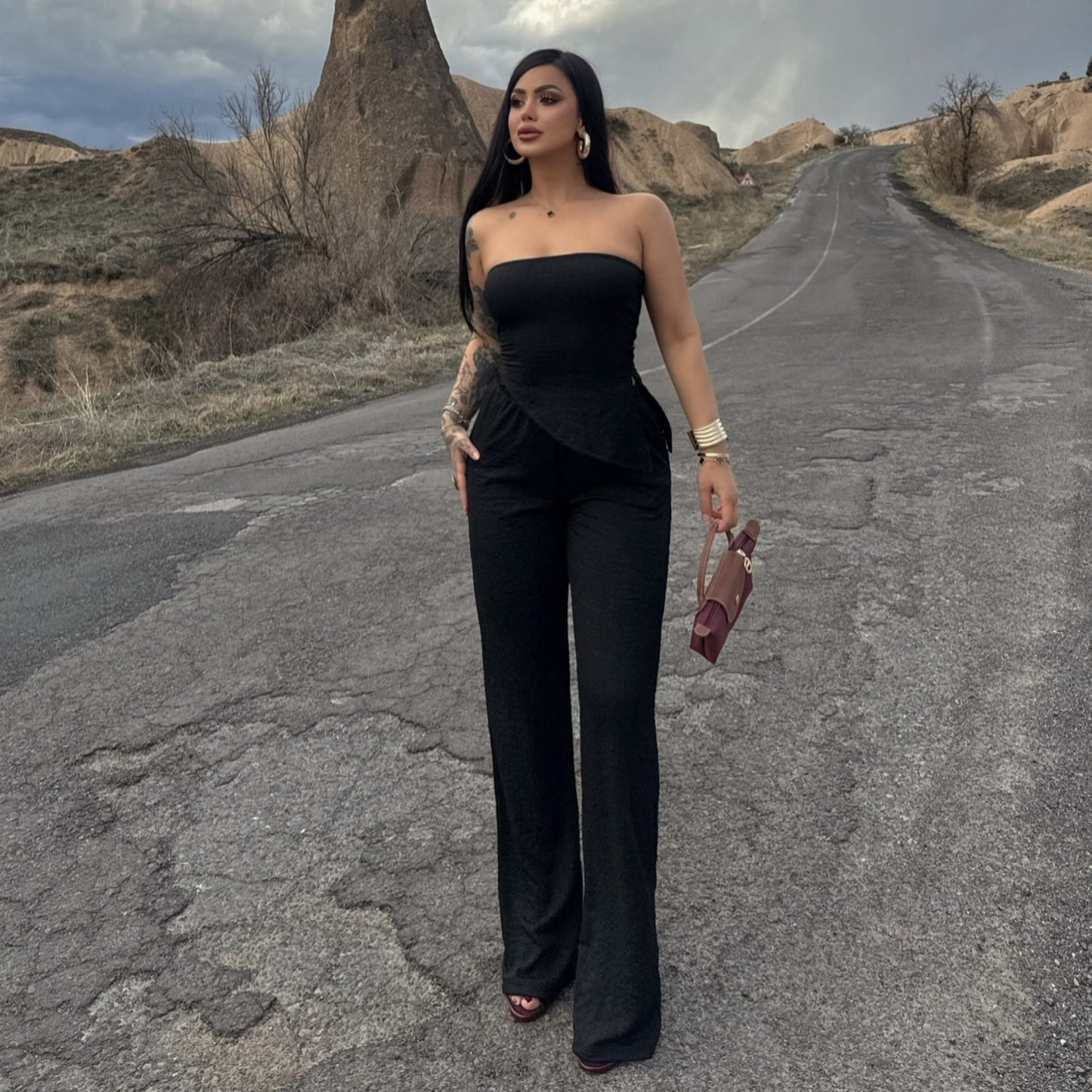 Summer Women's Two Piece Set | Off Shoulder Tube Top & Slim Fit Trousers | noémi