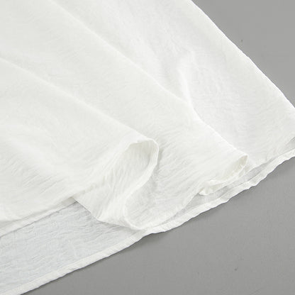 Women A Line Puff Sleeve Dress with Square Neck and Textured Fabric | noémi