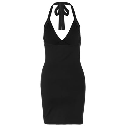 Deep V Plunge Halter Strap Bare Back Bodycon Dress | noémi