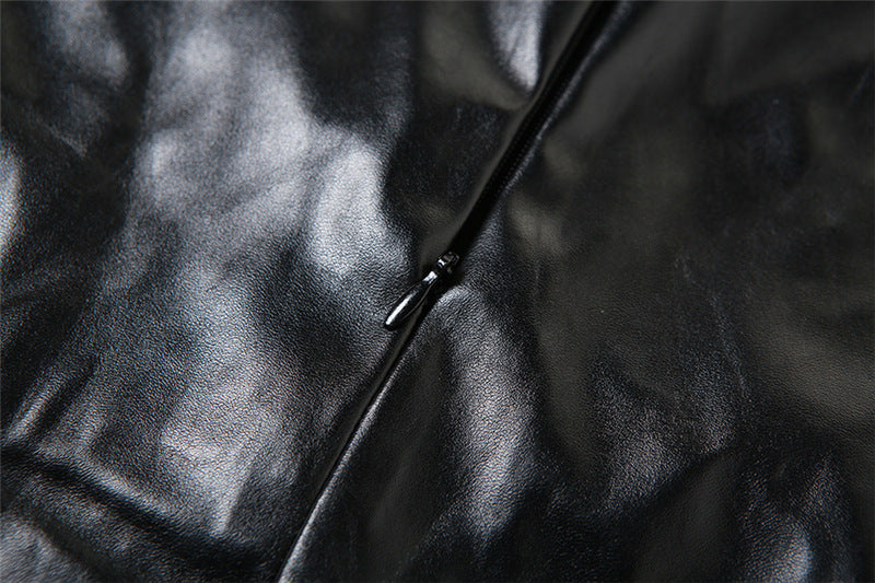 Faux Leather Two Piece Set | Sleeveless Cropped Top Pleated Skirt | noémi