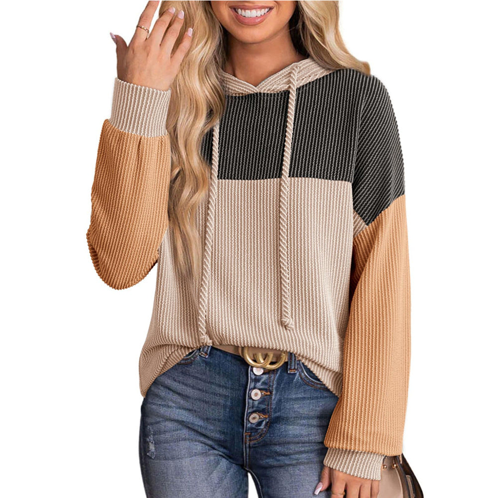 Colorblock Hoodie for Women | Twist Stripe Loose Long Sleeve Sweater | noémi