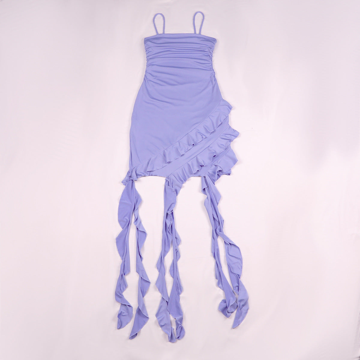 Womens Ruffled Spaghetti Strap Dress | Irregular Hem Slim Fit | noémi