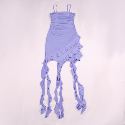 Womens Ruffled Spaghetti Strap Dress | Irregular Hem Slim Fit | noémi