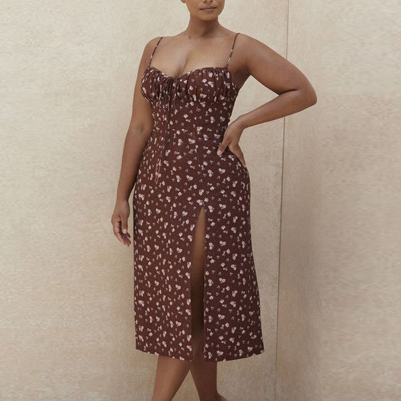 Floral Print Backless Sling Sheath Dress For Women | noémi