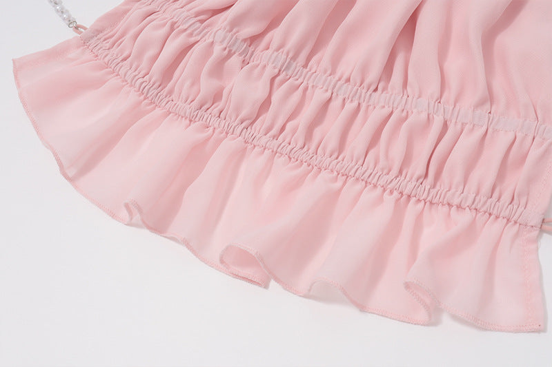 Women’s Cutout Halter Top | Pleated Pink Vest | noémi