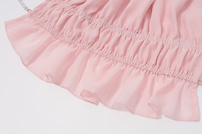 Women’s Cutout Halter Top | Pleated Pink Vest | noémi