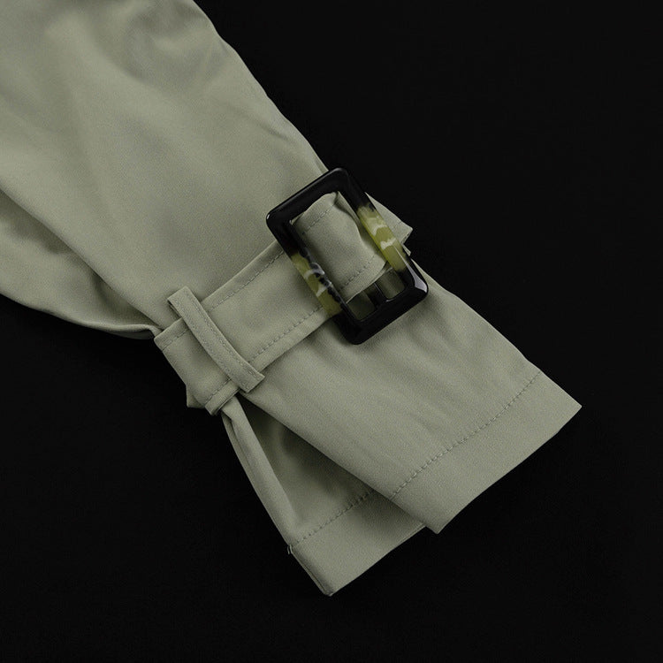 Womens Cropped Trench Coat Set | Chic Button Up Jacket & Mini Skirt Co ord | noémi