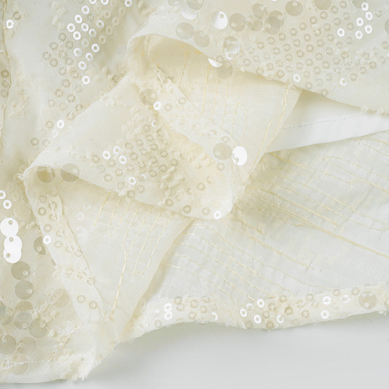 Womens Dress with Sequins Swing Collar and Pleated Hem | noémi