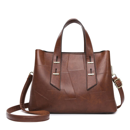 Burgundy Patchwork Leather Tote Bag – Large Office Shoulder Bag | noémi