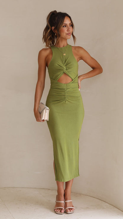 Sleeveless Bodycon Dress with Front Slit | noémi