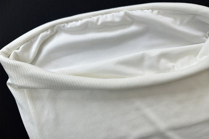 White Strapless Flowy Bandeau Top | Soft Ribbed Tube Top with Flared Hem | noémi