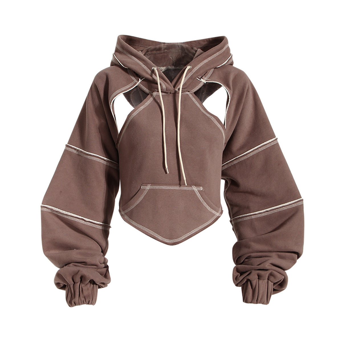 Bright Line Cropped Hoodie for Women | Long Sleeve Waistband Top | noémi