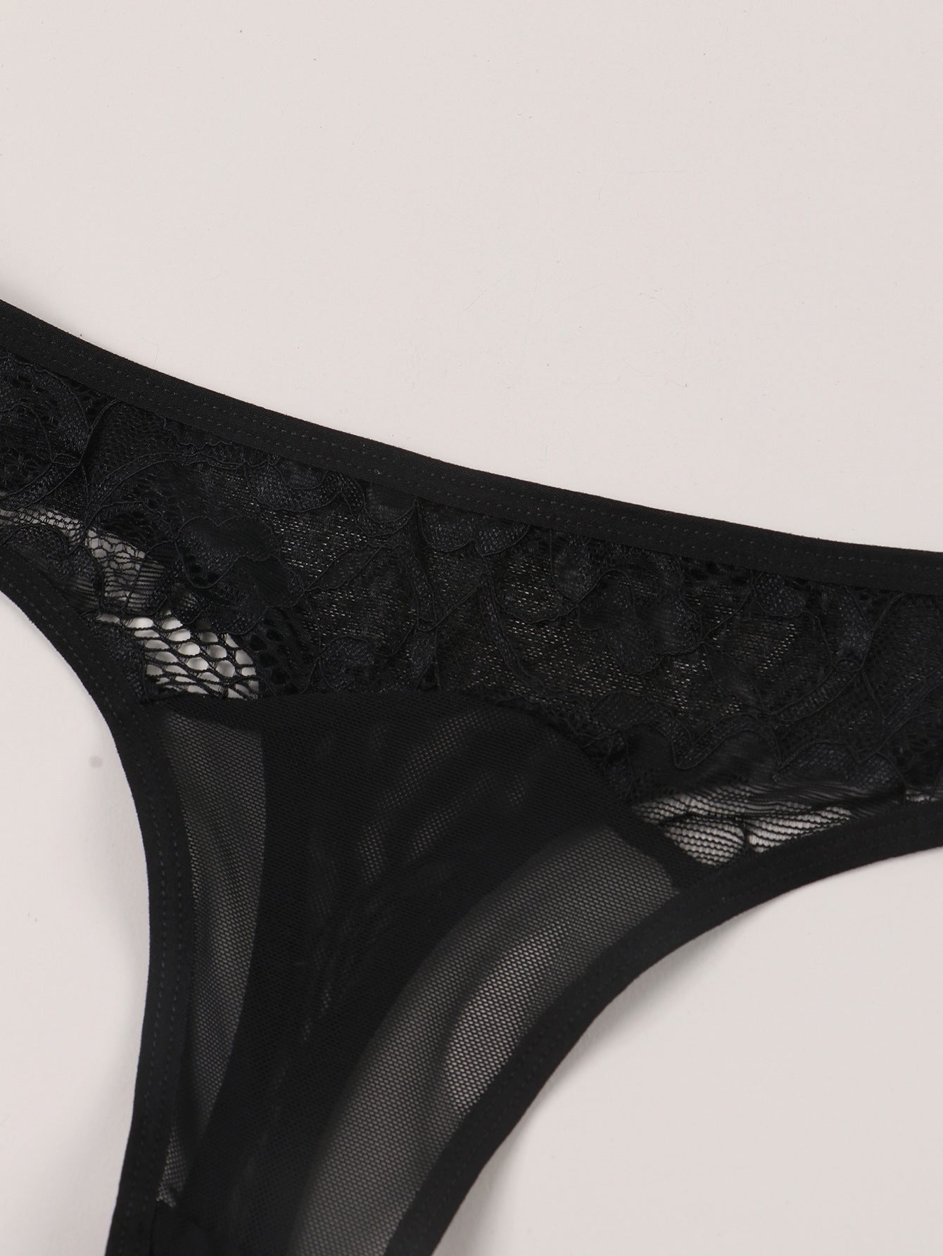 Lace Trim TShaped Panties with Transparent Details and Cotton Crotch Comfort | noémi