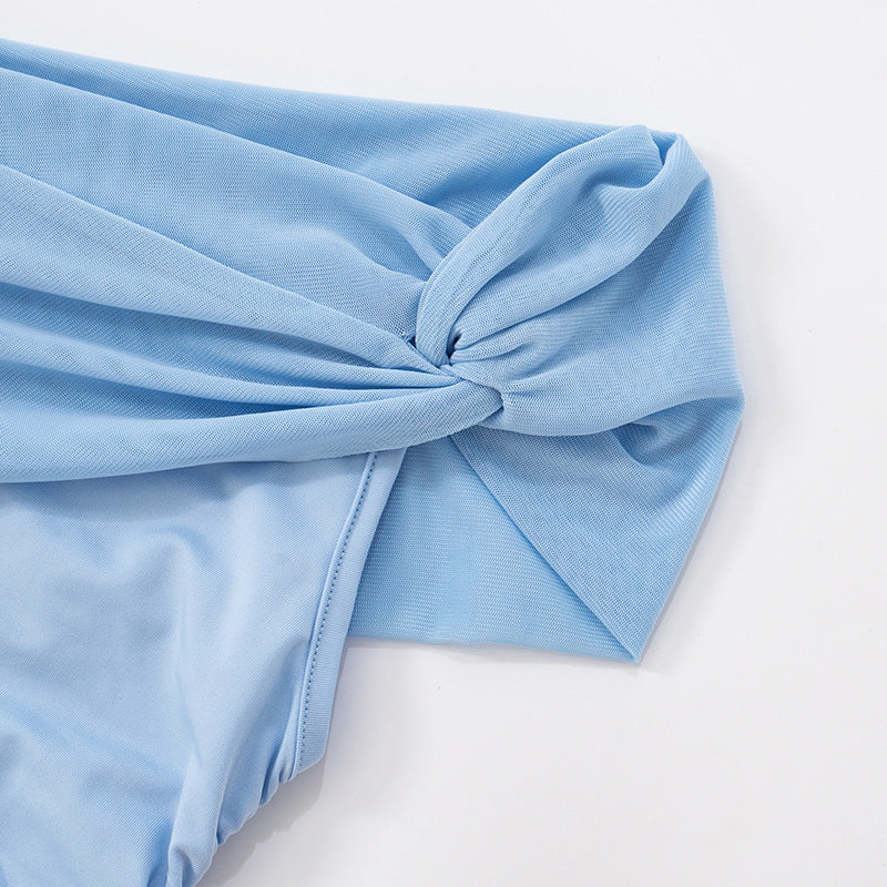 Womens One Shoulder Twisted Mesh Tube Top | noémi