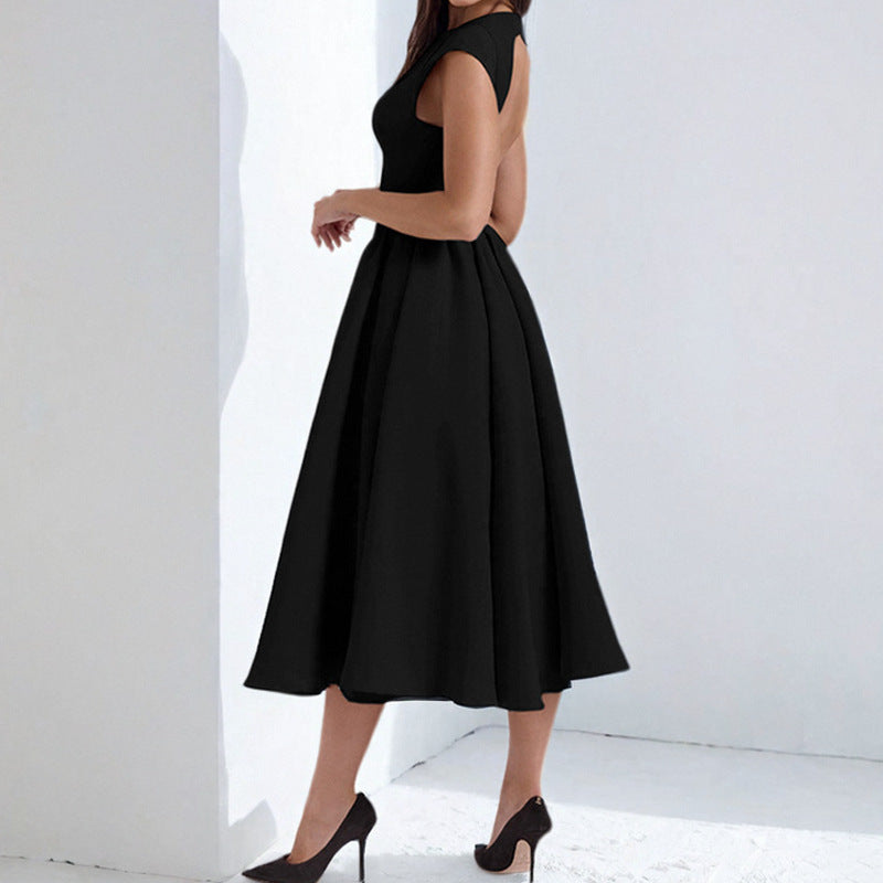 Womens Sleeveless Dress with Waist Cutout and Back Hollow Design | noémi