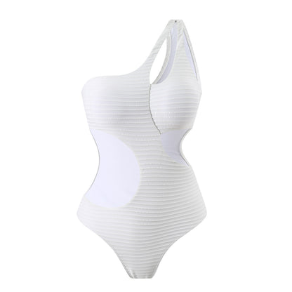 One Shoulder Cutout One Piece Swimsuit in Solid Color | noémi