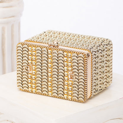 Shiny Rhinestone Clutch Bag | Glam Small Square Evening Purse for Weddings & Parties | noémi