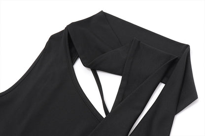 Cutout Top with Scarf Neck Detail | Sleeveless Modern Statement Tank | noémi