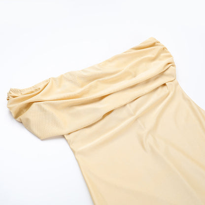 Womens Slim Fit One Shoulder Dress with High Slit and Single Sleeve | noémi