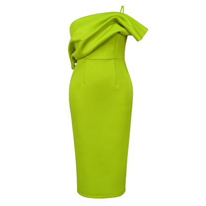 Solid Color Sling Dress with Layered Skirt | High Waist Slim Fit | noémi