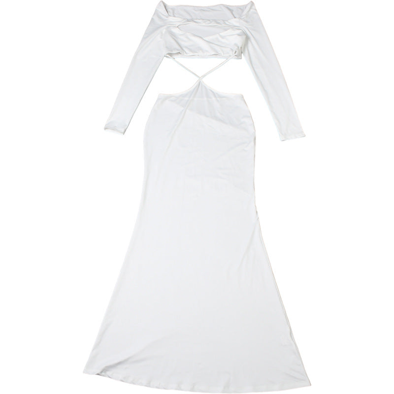 Womens Cutout Off Shoulder Slim Fit Long Sleeve Dress | noémi