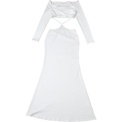 Womens Cutout Off Shoulder Slim Fit Long Sleeve Dress | noémi