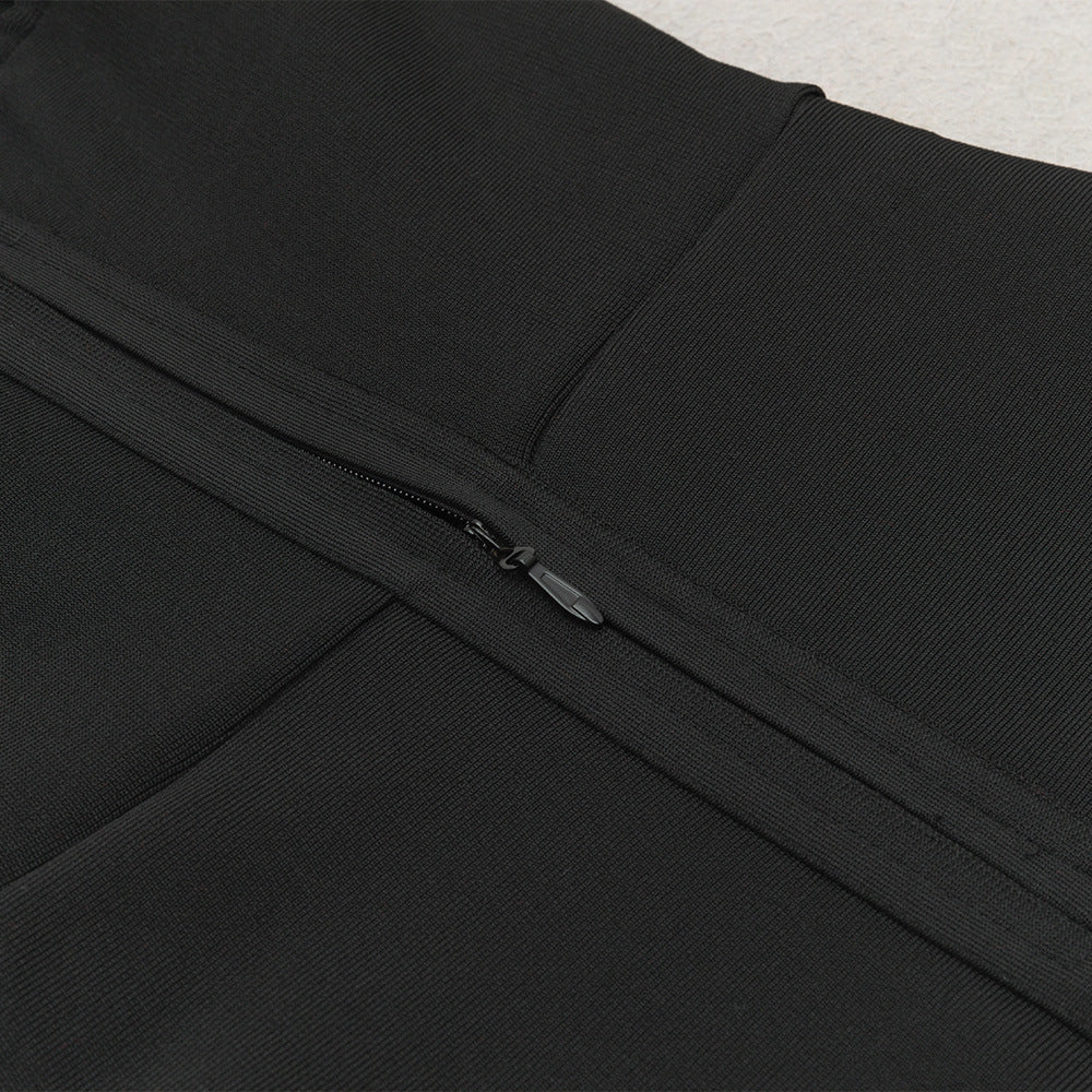 Chain Strap One Shoulder Mid Length Bodycon Dress | noémi