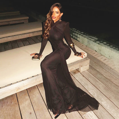 Womens Slim Fit Long Sleeve Streamer Dress Solid Color Hip Length | noémi