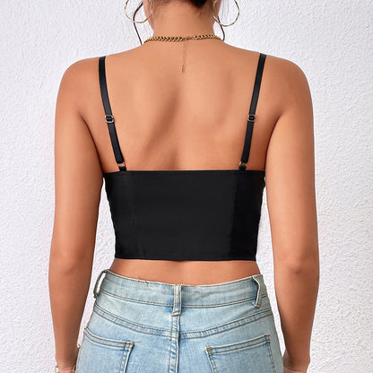 Slim Lace Up Corset Top with Boning & Button Detail | noémi