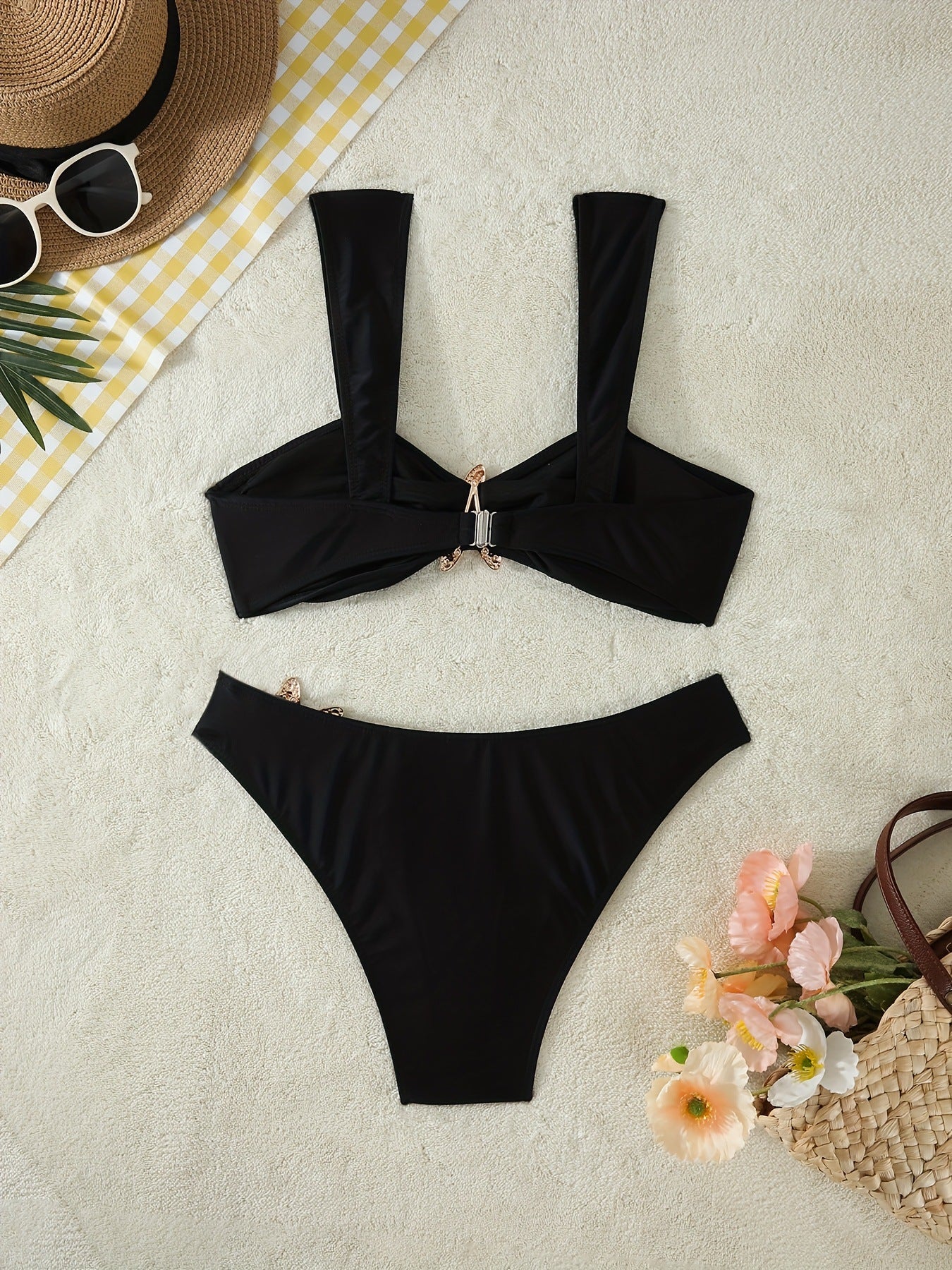 Low Waist Bikini Swimsuit with Starfish Metal Detail and Suspender Straps | noémi