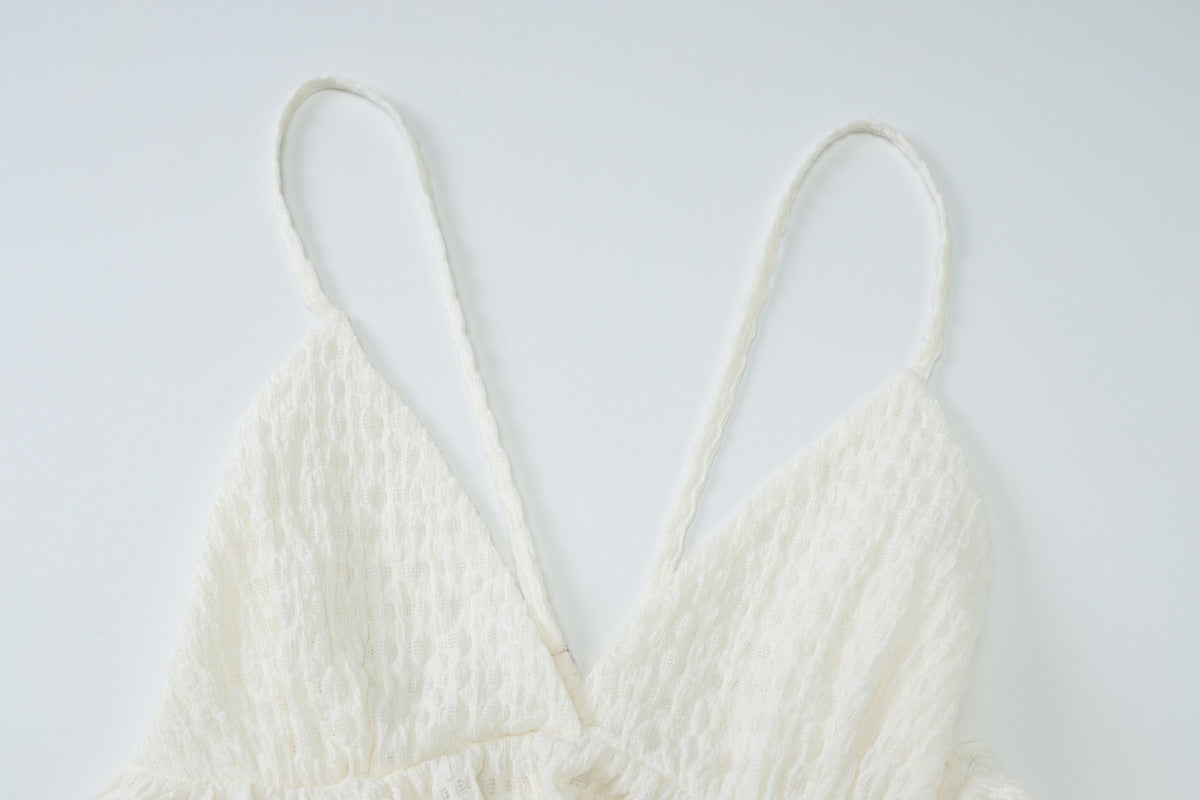 Ruffle Peplum Cami | Ivory Ruched Criss Cross Back Summer Top | Light & Airy Feminine Blouse | noémi
