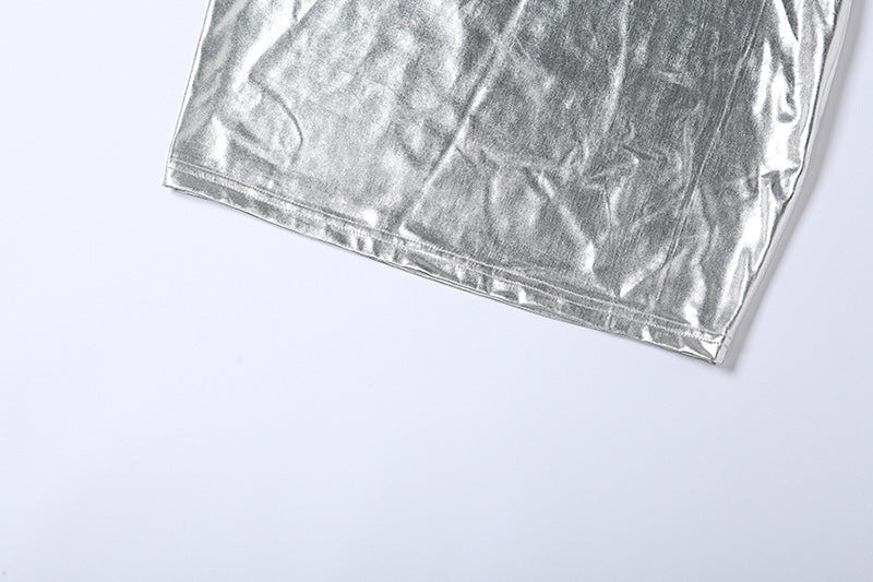 Womens Metallic Tube Top Sheath Dress | Backless Slim Fit Mini | noémi