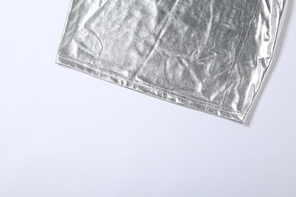 Womens Metallic Tube Top Sheath Dress | Backless Slim Fit Mini | noémi