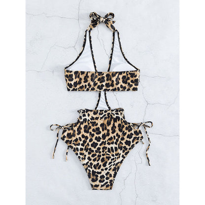 Leopard Print One Piece Spaghetti Strap Design Swimsuit for Women | noémi