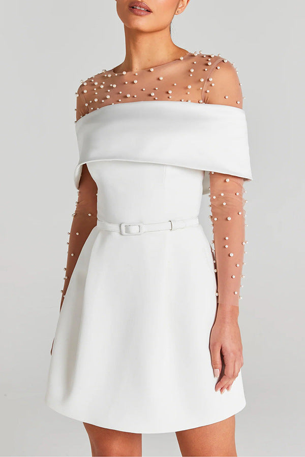 Off Shoulder Belted Dress with Relaxed Fit | noémi