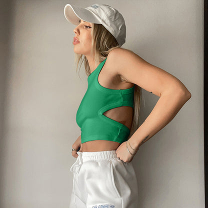 Fitted Cutout Cropped Vest Top with Front Hollow Detail for Women | noémi
