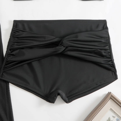 Womens Three Piece Set | Tube Top High Waist Shorts Mesh Maxi Cover Up | noémi