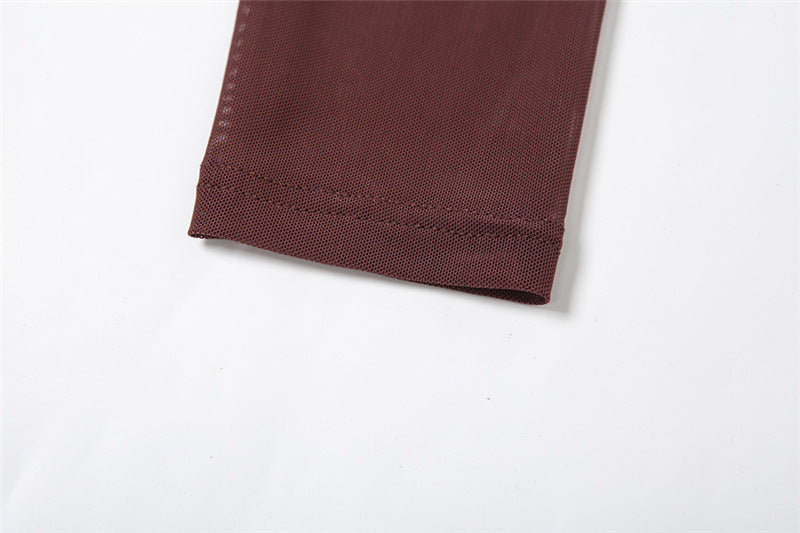 Womens High Collar Long Sleeve Maxi Dress with Side Cutout and Front Slit | noémi